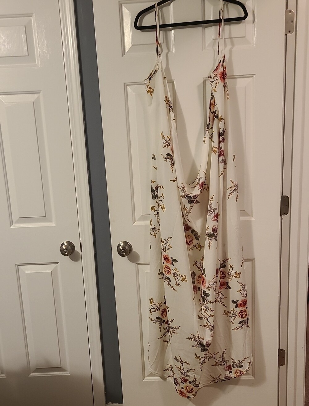 White Floral Cowl Neck Slip Dress